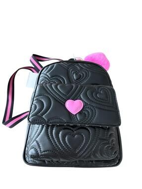 Betsey Johnson Black Backpack Faux Leather Quilted NEW